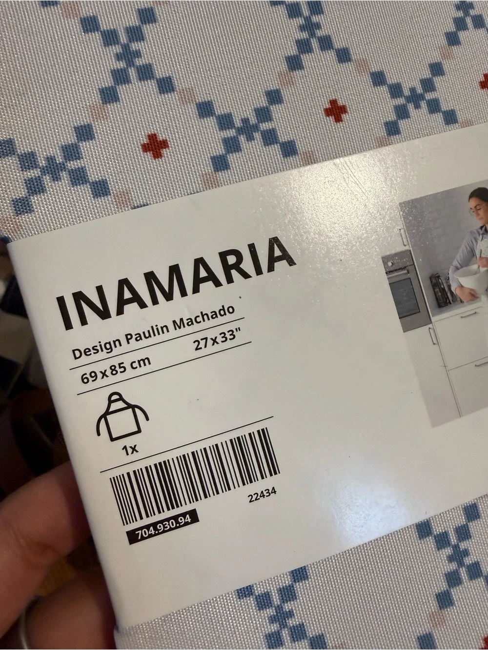 IKEA Light Blue Patterned Cotton Kitchen Apron